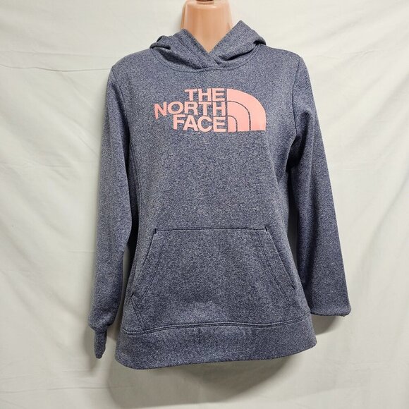 The North Face Women Half Dome Hoodie Sweatshirt Size M Gray/Pink Front/Back Log - Picture 1 of 14